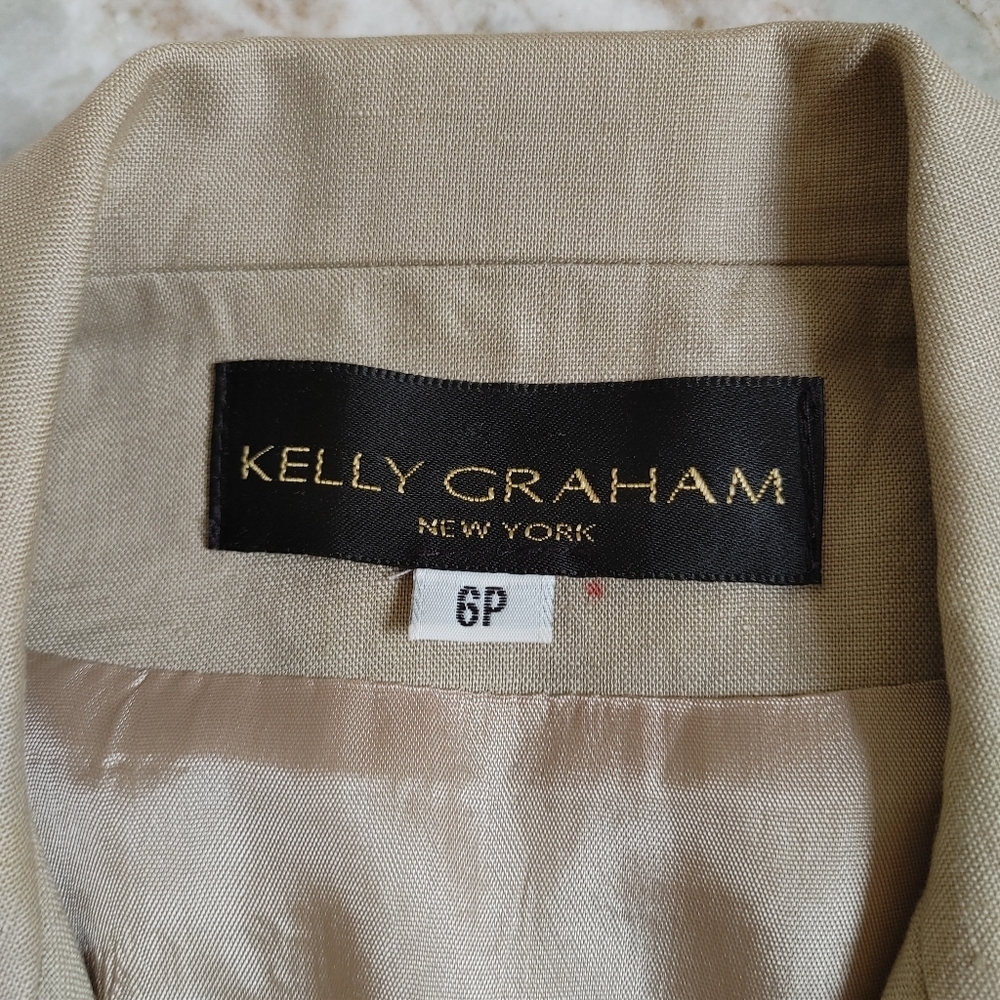 Vintage Kelly Graham Tan Linen Shift & Crop Jacket 4-6 - Picture 8 of 12